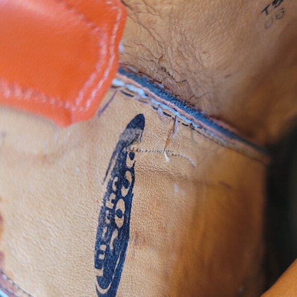 Lucchese 2000 Orange Brown Leather Embroidered Cowgirl Western Boots Women 10 B - Picture 15 of 16